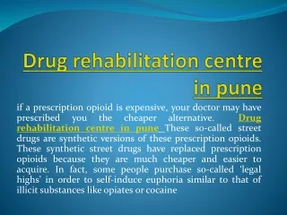 Drug rehabilitation centre in pune