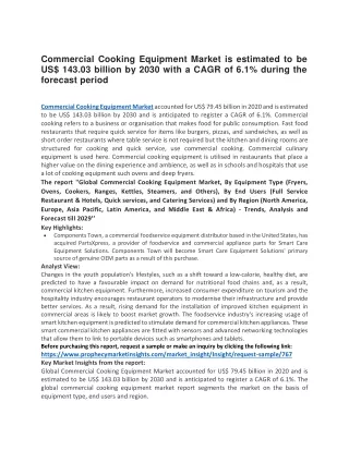 commercial cooking equipment market is estimated