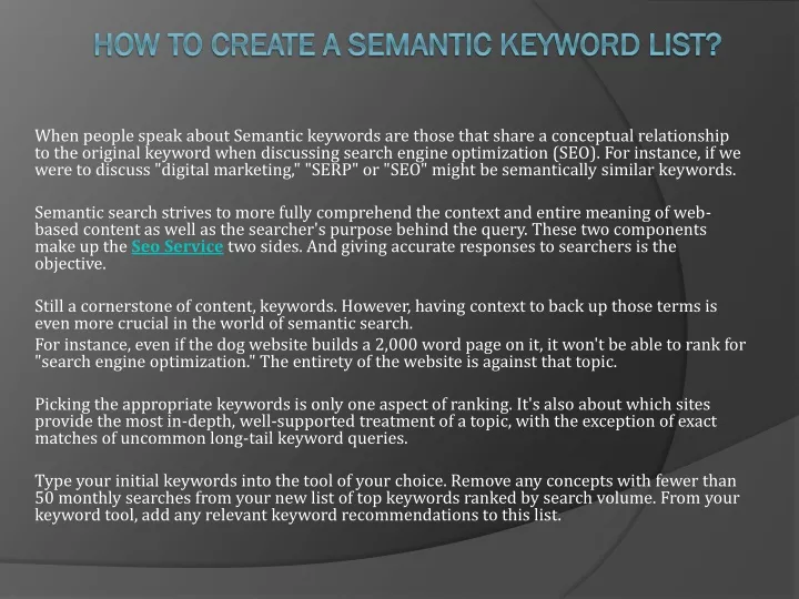 how to create a semantic keyword list