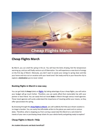 Cheap Flights in March
