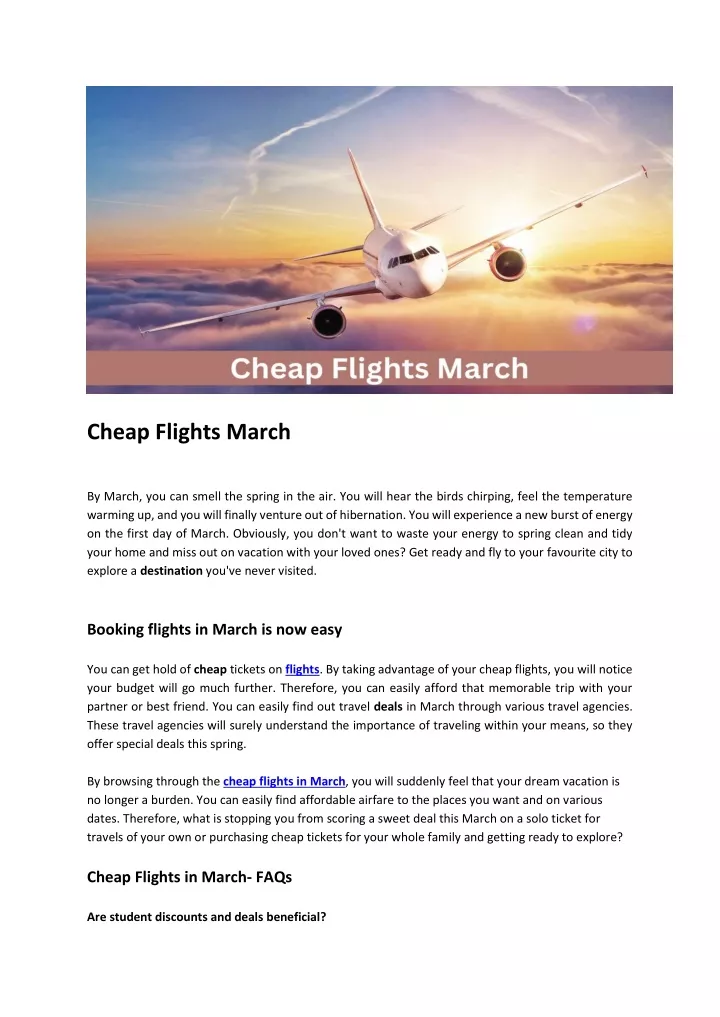 cheap flights march