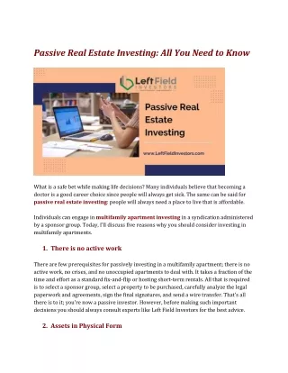 Passive Real Estate Investing _ All You Need to Know