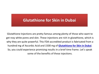 Glutathione for Skin in Dubai