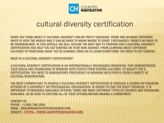 cultural diversity certification