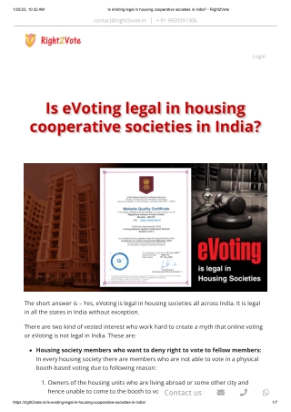 Is eVoting legal in housing cooperative societies in India_ - Right2Vote