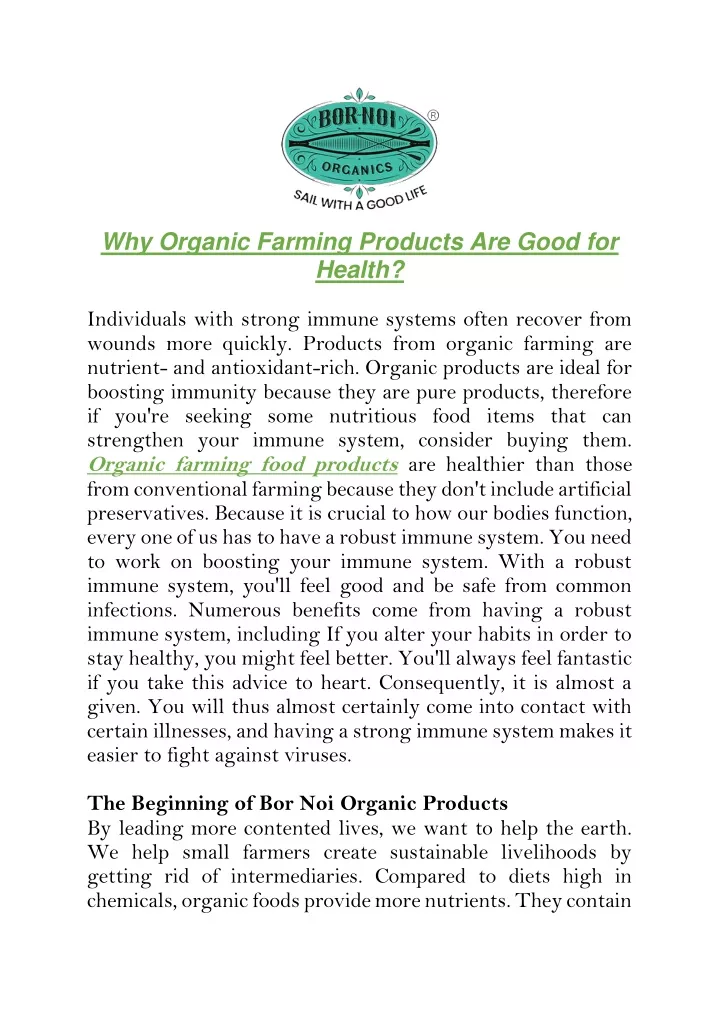 why organic farming products are good for health