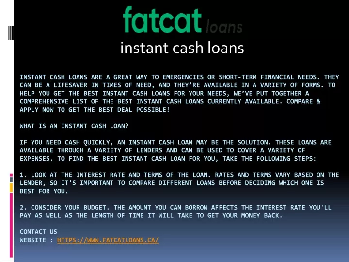 instant cash loans