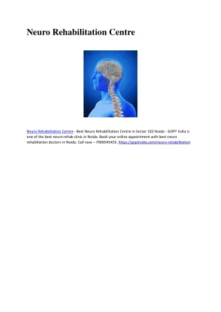 Neuro Rehabilitation Centre