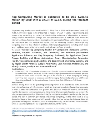 fog computing market is estimated