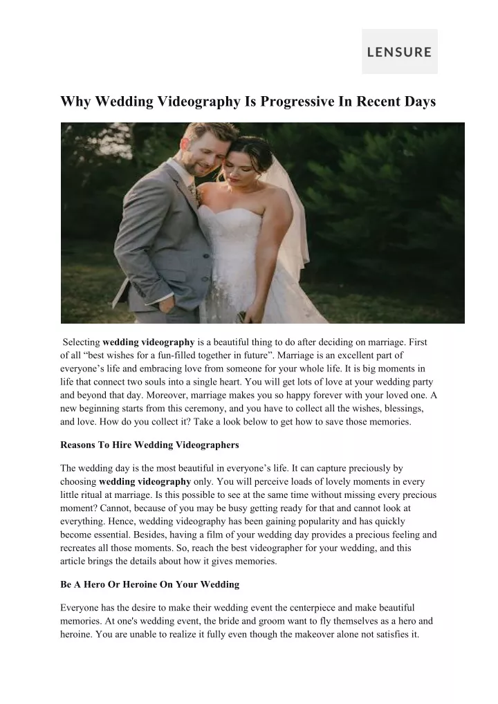 why wedding videography is progressive in recent