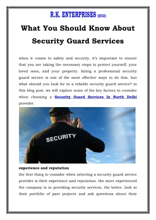 What You Should Know About Security Guard Services