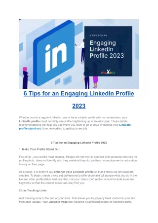 6 Tips for an Engaging LinkedIn Profile 2023