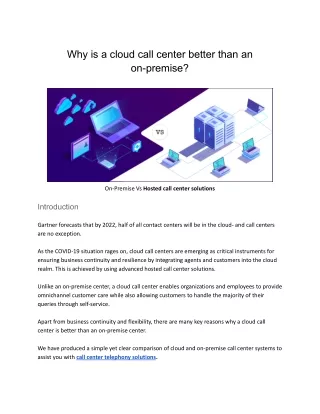Why is a cloud call center better than an on-premise?
