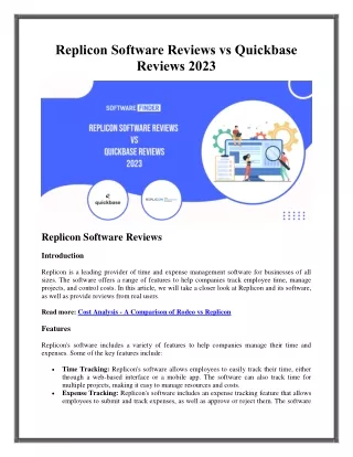 Replicon Software Reviews vs Quickbase Reviews 2023