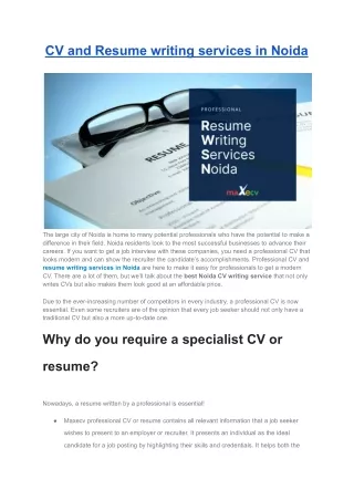 CV and Resume writing services in Noida
