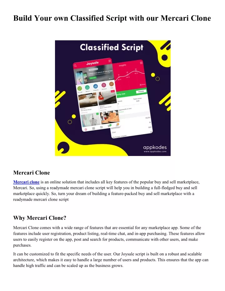 build your own classified script with our mercari