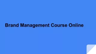 Brand Management Course Online