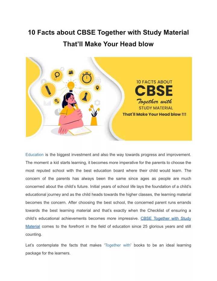 10 facts about cbse together with study material