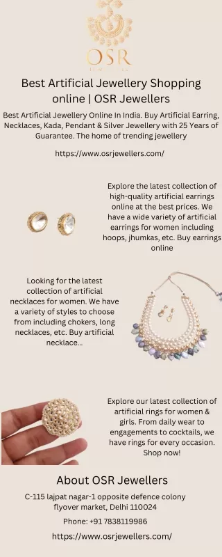 Best Artificial Jewellery Shopping Online | OSR Jewellers