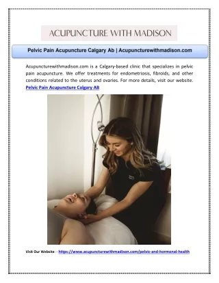 Pelvic Pain Acupuncture Calgary Ab | Acupuncturewithmadison.com