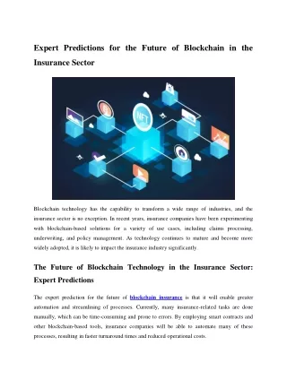 Expert Predictions for the Future of Blockchain in the Insurance Sector