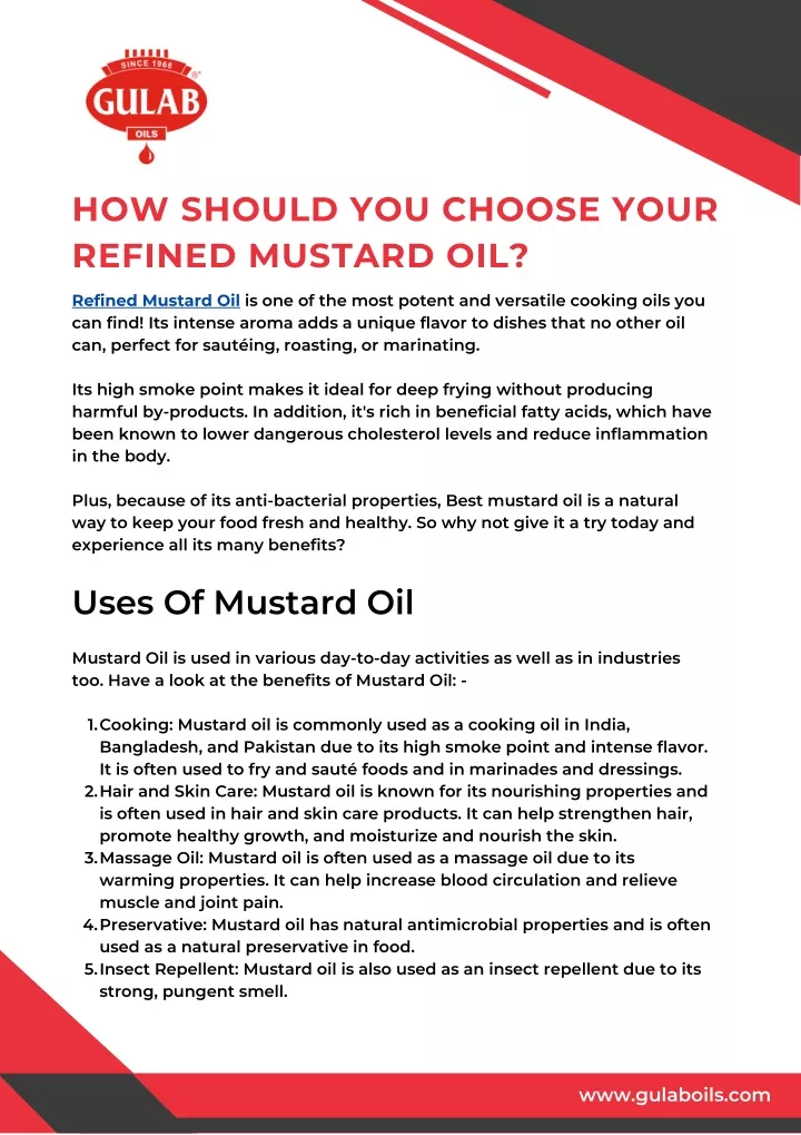 how should you choose your refined mustard oil