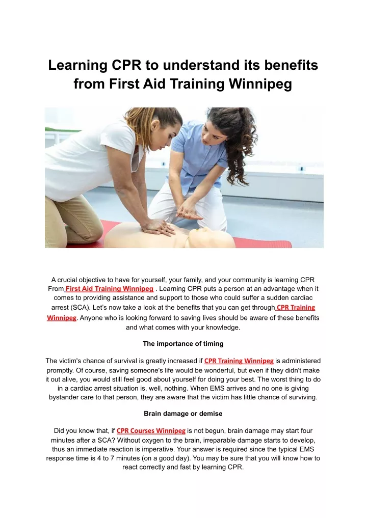 learning cpr to understand its benefits from