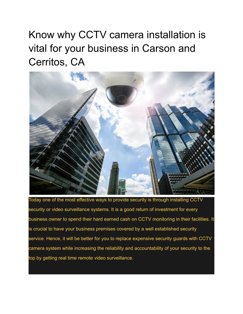 PPT - Know why CCTV camera installation is vital for your business in ...