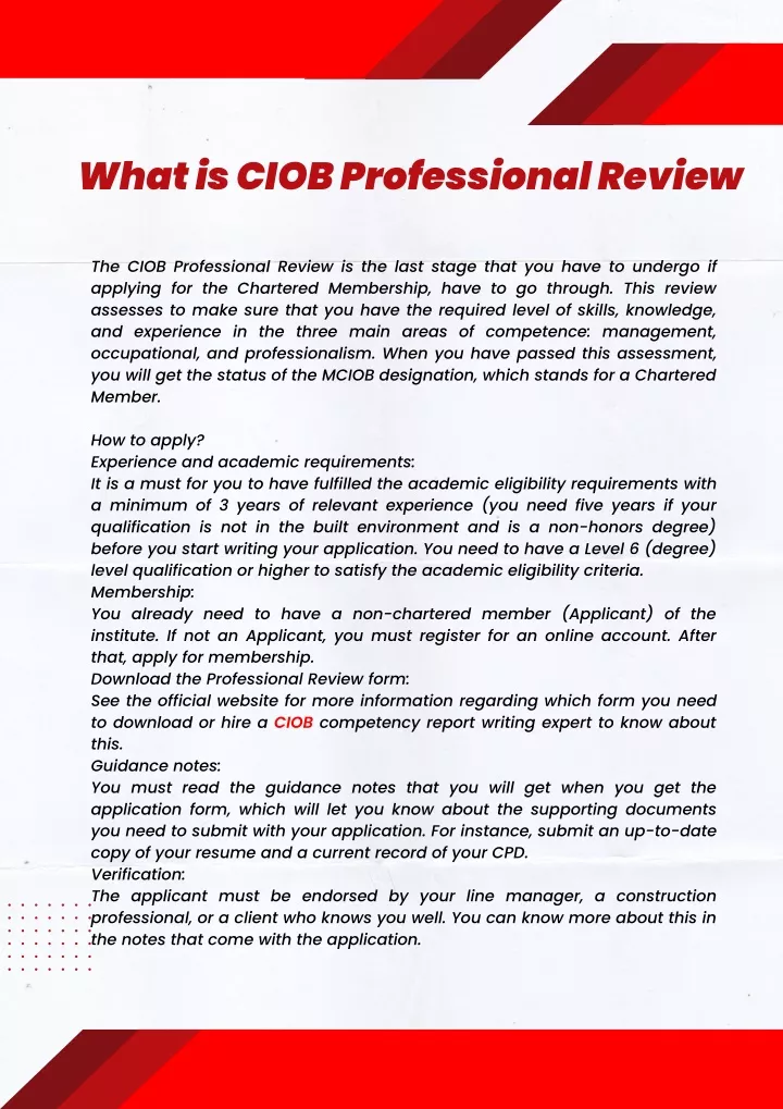 what is ciob professional review