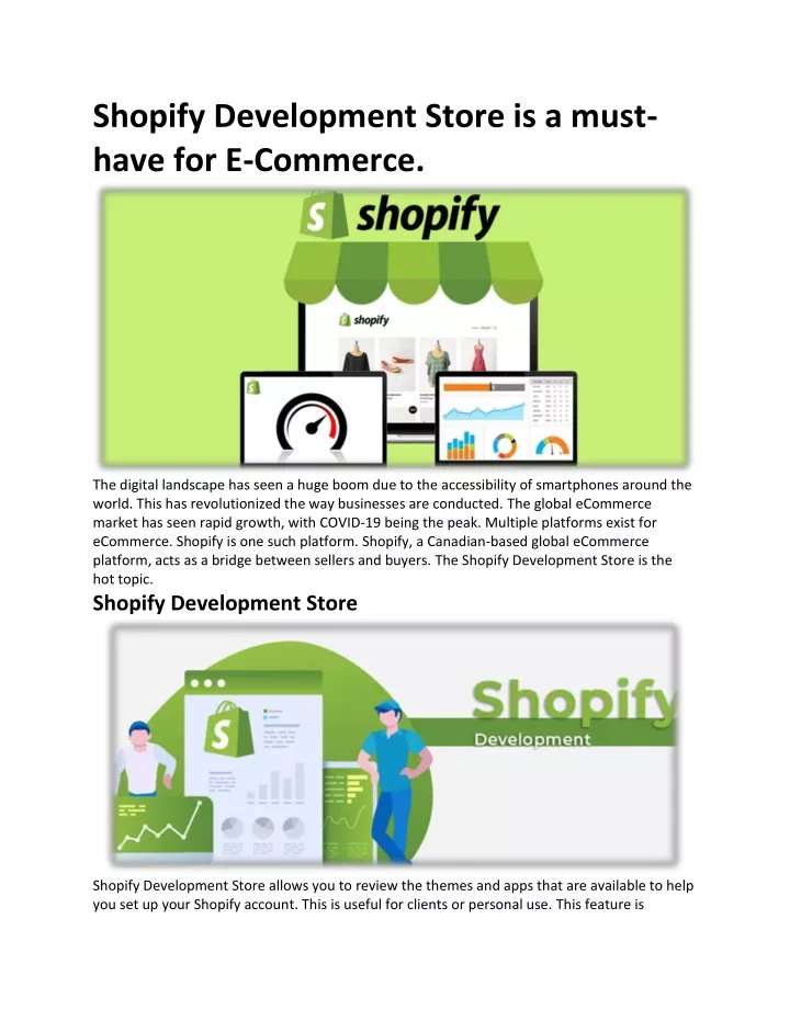 shopify development store is a must have