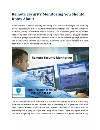 Remote Security Monitoring You Should Know About