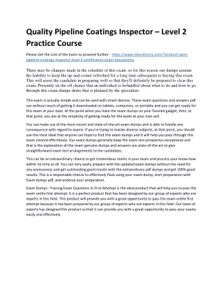 quality pipeline coatings inspector level