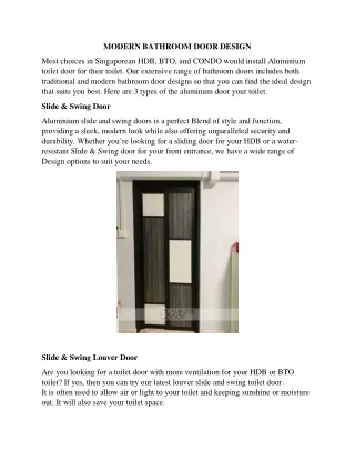 Modern Bathroom Door Design | Bathroom Door Ideas Singapore