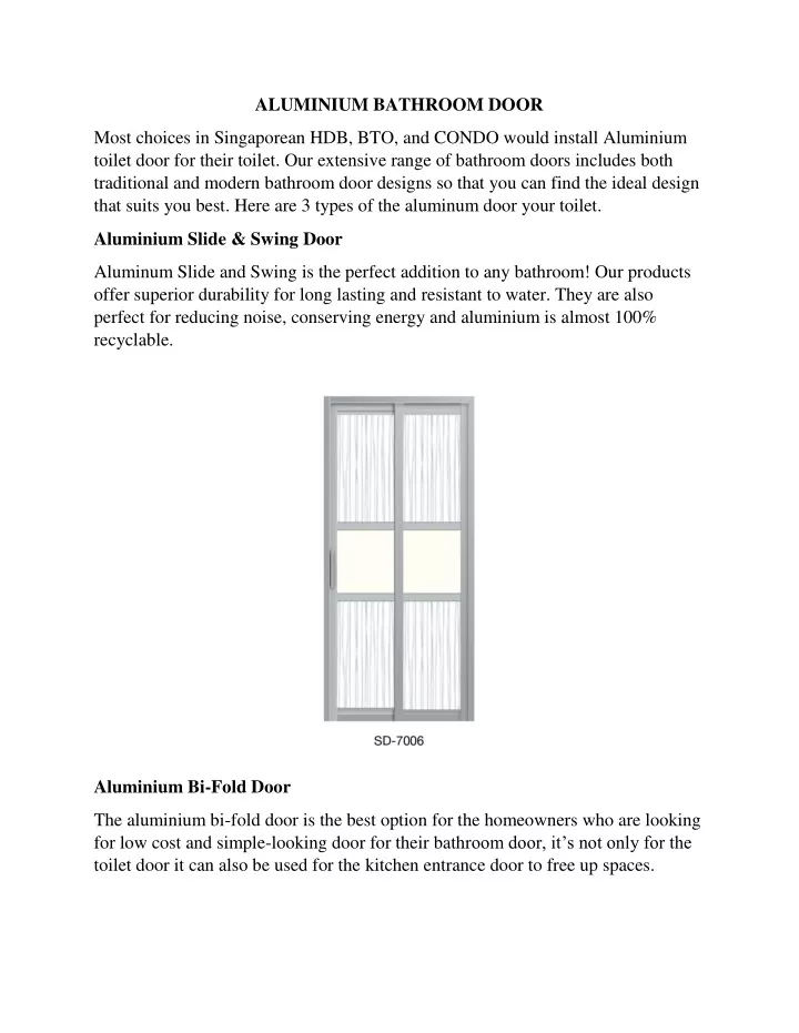 aluminium bathroom door