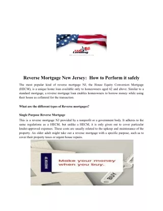 Reverse Mortgage New Jersey:  How to Perform it safely