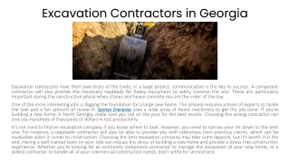 Excavation Contractors in Georgia