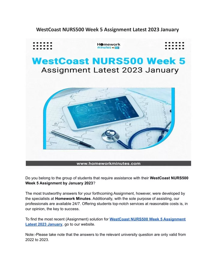 westcoast nurs500 week 5 assignment latest 2023