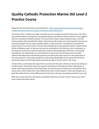 quality cathodic protection marine iso level