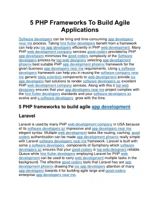 5 php frameworks to build agile applications