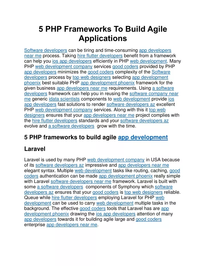 5 php frameworks to build agile applications