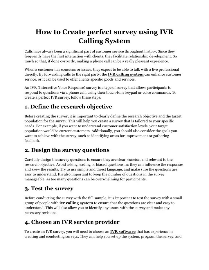 how to create perfect survey using ivr calling