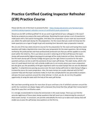 practice certified coating inspector refresher