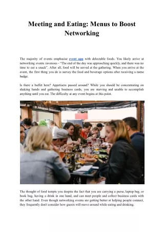 meeting and eating menus to boost networking