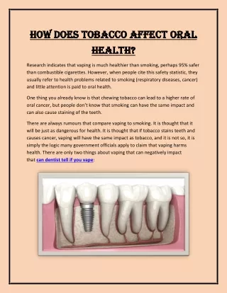 How does tobacco affect oral health