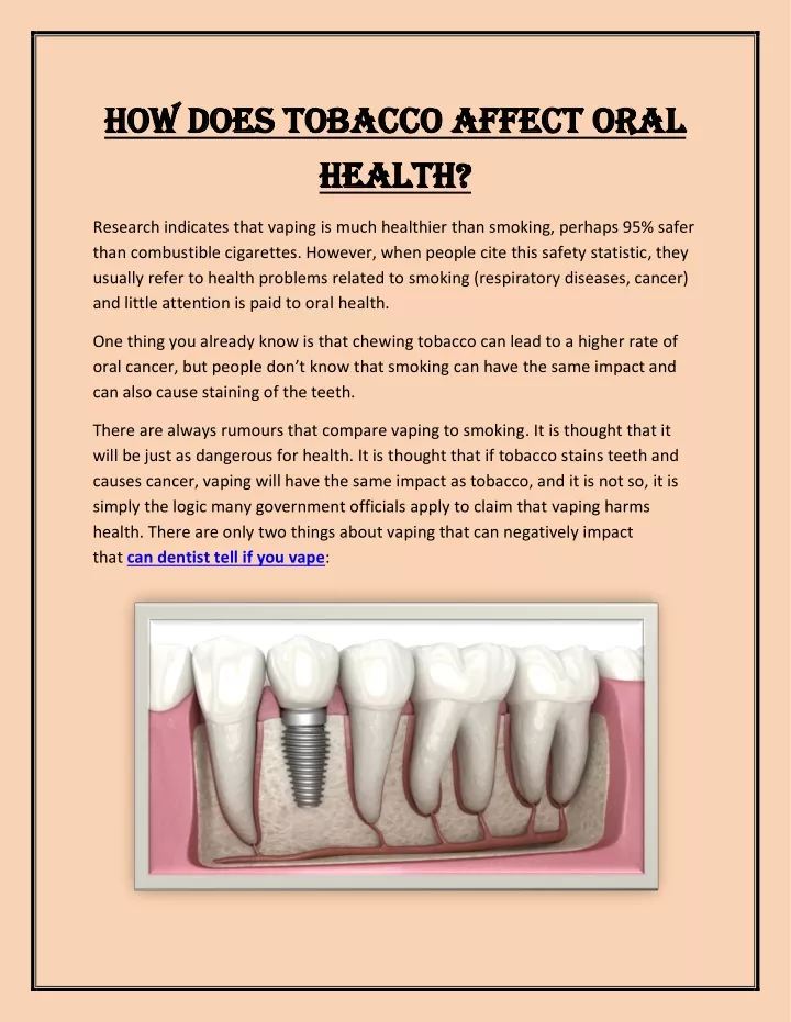 how does tobacco affect oral how does tobacco