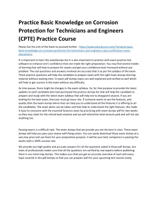 practice basic knowledge on corrosion protection