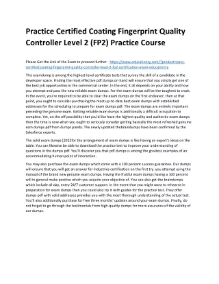 practice certified coating fingerprint quality
