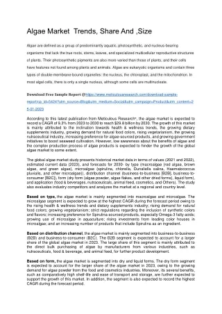 algae market trends share and size