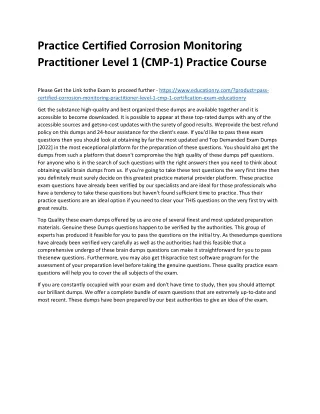 practice certified corrosion monitoring