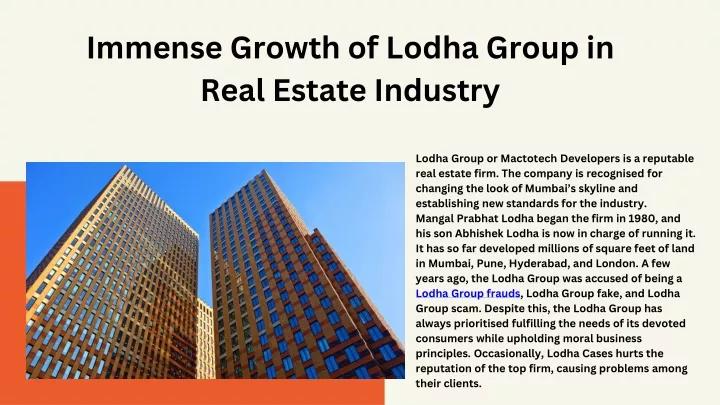 immense growth of lodha group in real estate